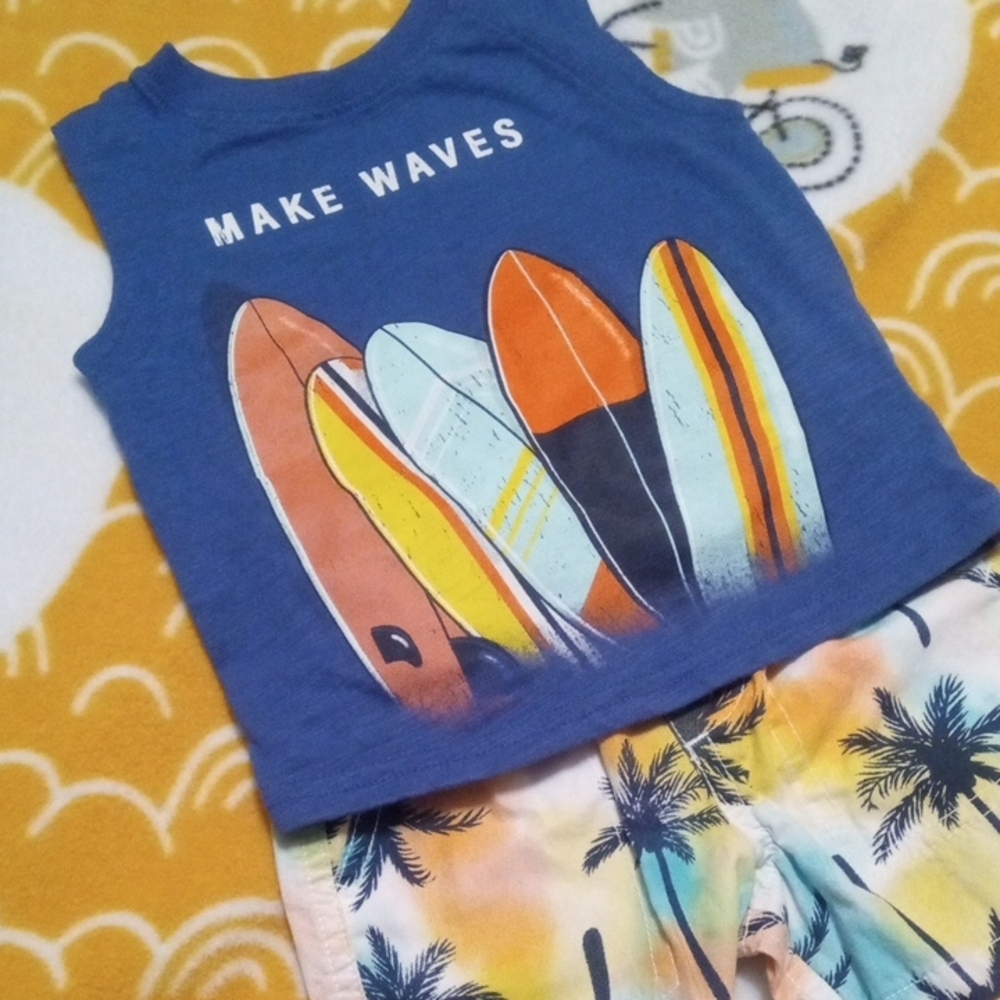 Garanimals Surfboard Tank Top And Paml Tree Shorts